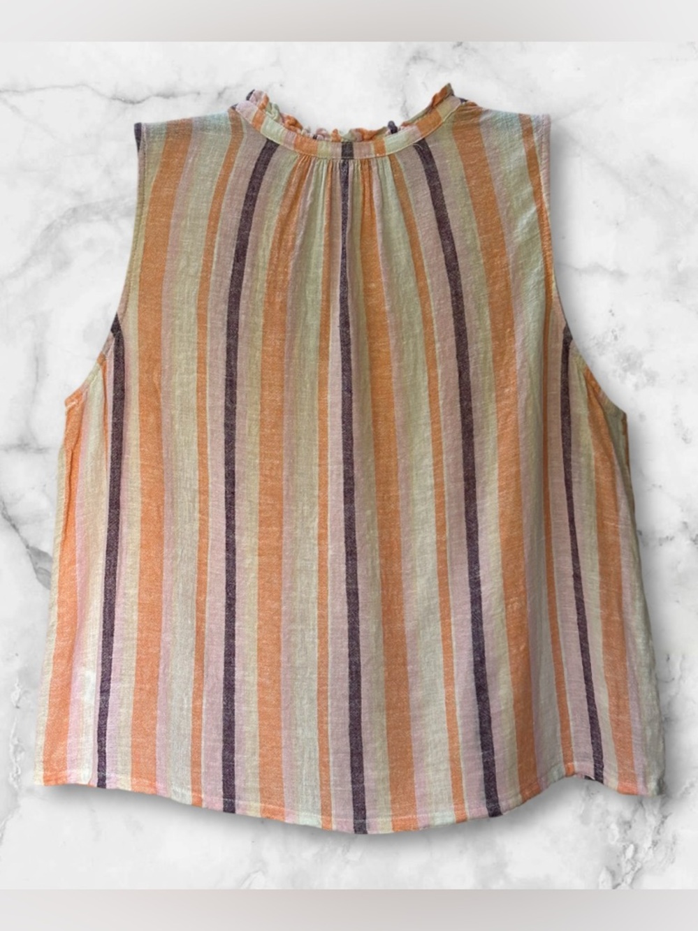 Rails Christy Luxe Linen Sleeveless Top Papaya Stripe Purple Orange Pink Size S - Picture 5 of 13